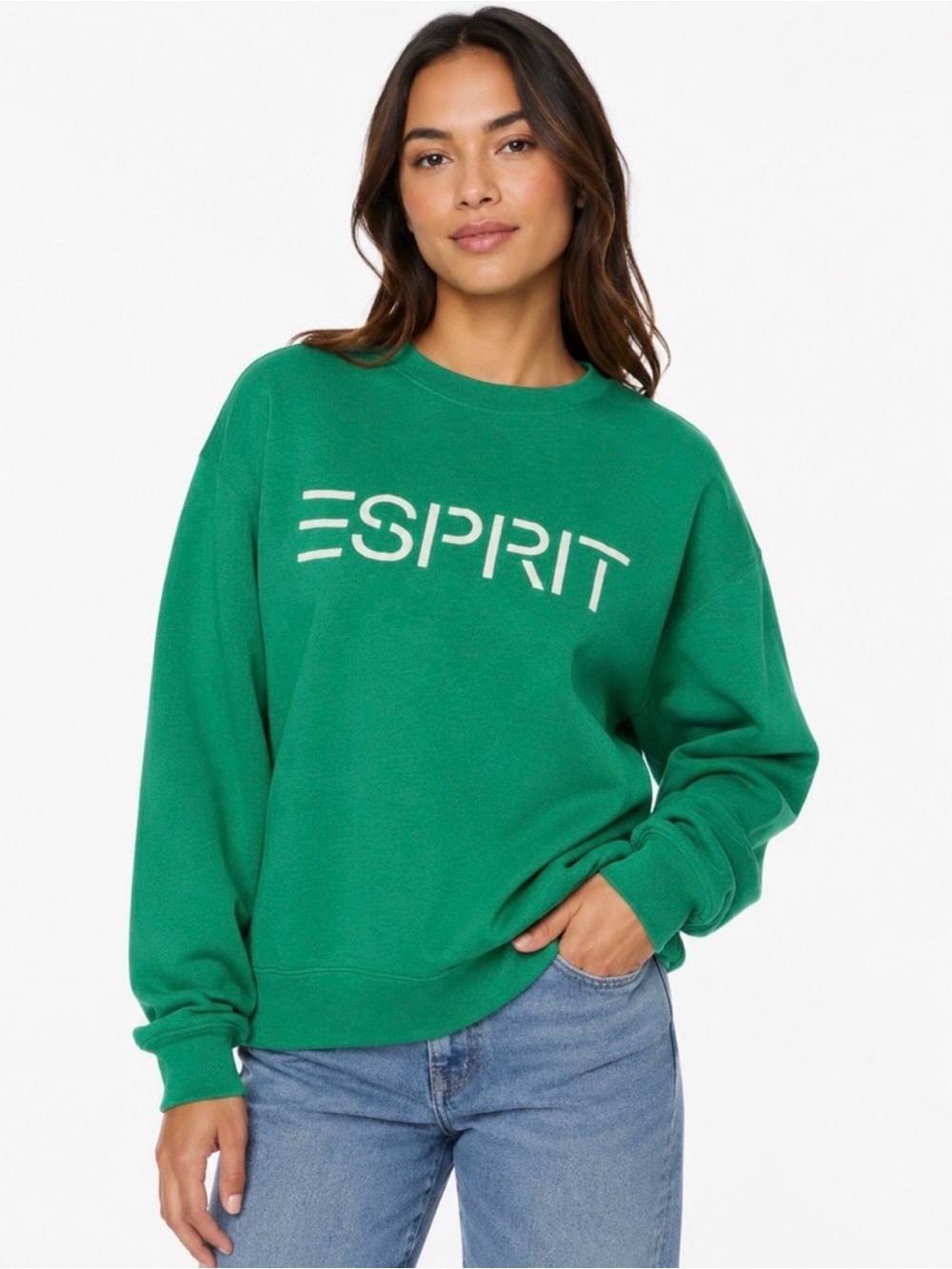 Esprit Women's Green Logo Crewneck Sweatshirt #tiktokviral